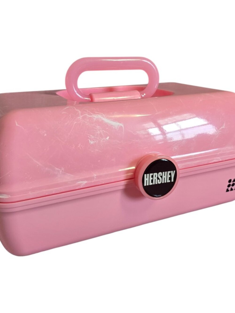 Caboodles On-The-Go Girl, Pink w/ White Marble Hershey Cosmetics Case EMPTY